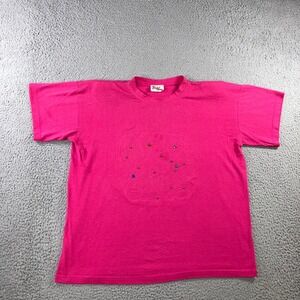Vtg 80s 90s Pretty Woman T Shirt XL Oversized Shoulder Pads Embellished Hot Pink